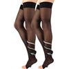 CALZITALY 1/2 Paia Calze Autoreggenti a Compressione Graduata Forte Medicali a Punta Aperta 18-22 mm/Hg | Nero, Naturale | S, M, L, XL | 140 DEN | Made in Italy (2 Paia - Nero, S)