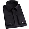 Dninmim Camicia da uomo con bottoni sottili in cotone per feste di nozze e smoking con gemelli, Nero , 4XL