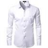 PARKLEES Camicie da uomo slim fit formale manica lunga casual da festa di affari con tasca sul petto