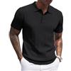 Coofandy Magliette Polo da Uomo a Maniche Corte in Maglia a Costine, Polo Leggero a Trama Ricamata, Camicia da Golf Casual con Collo, Nero, S