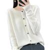 OWEIEYEU Maglione da donna in lana merino, casual, leggero, lavorato a maglia, girocollo, maniche lunghe, cardigan, bianco, M