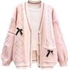 FindThy - Cardigan da donna JK Kawaii uniforme scolastica con maniche lunghe, bottoni e fiocco appuntato, Rosa, Taglia Unica