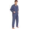 GLOBAL Pigiama Uomo 100% Cotone, Set Biancheria da Notte Lungo Traspirante | Due pezzi leggero adatto tutto l'anno, Camicia con tasche, coulisse pantalone, tessuto confortevole per il riposo notturno
