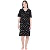 Ulla Popken Camicia da Notte con Fiori, Ricami, Scollo a V e Mezze Maniche Nero 46+ 842586100-46+