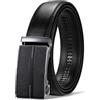GSG SINCE 1998 Cintura Uomo Pelle Cricchetto con Chiusura Automatica Regolabile Cinture senza Buchi 35mm con Confezione Regalo Nero 36-42 inch