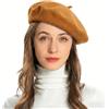 ZLYC Berretto da Donna in Stile Francese, Classico, Lana, Giallo, Fango, Taglia Unica