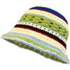 YAMEIZE Cappello a secchiello a crochet per donne - Cappello a secchiello a fiore cavo lavorato a maglia fatto a mano intrecciato pieghevole carino cappello da pesca, Verde e giallo., 2-3