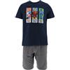 E PLUS M Marvel Avengers - Pigiama da uomo, grigio e blu, con maglietta e pantaloni corti, per il tempo libero Pjs S M L XL, Blu, L