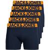Jack & Jones S Trunks 12204864 - Set di 5 boxer da uomo, colore: bianco, nero, blu, grigio, Confezione da 5 blu navy, XL
