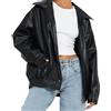 CRITOR Giubbotto Bomber in Pelle da Donna Giacca Oversize Casual Y2k in Ecopelle Giacca da Motociclista in PU