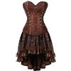 WLFFW Corsetto Donna Medievale e Gonna Tutu Steampunk Catene S Marrone