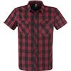 Brandit Roadstar Uomo Camicia Maniche Corte Nero/Rosso 100% Cotone Regular