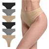 GAREDOB Tanga per le donne Plus Size Mutandine controllo pancia biancheria intima a costine cotone confezione 6 taglie S-4XL