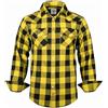 TARAINYA Camicia Flanella Uomo Cotone Western Cowboy Quadri Manica Lunga con Bottoni Automatici Regular Fit B Giallo Nero Bufalo S