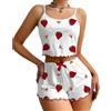 ROSVAJFY Pigiama da donna 2 pezzi con stampa fragola canotta e pantaloncini, biancheria da notte increspato sexy set pigiama comodo morbido tessuto a coste senza maniche Pjs set