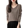 Chanyarn Maglione da Donna 100% Lana Merino con Scollo a V 2025 Casual a Maniche Lunghe Senza Cuciture Maglia Maglione