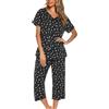 ENJOYNIGHT Pigiami da notte da donna con pantaloni Capri Set pigiama | Tuta estiva in due pezzi, materiale morbido e leggero, scollo a V alla moda, vestibilità ampia