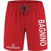 Bulabadoo Boxer Bagnino Salvataggio Lifeguard Uomo, Pantaloncini Rossi Mare Spiaggia, Costume Guardaspiaggia Balneare Quick Dry