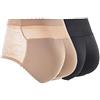 Stonges 2 Pezzi Push Up Mutande Butt Lifted Underwear Slip Imbottiti Finti Senza Cuciture Shapewear Pantaloncini Body per Donna (Nero+Beige, M)