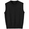 jinghuiyue Maglione da Donna Gilet Girocollo Senza Maniche Pullover Maglione Classico Basic Solido Maglia A Costine Canotte, Nero, XL