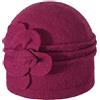 ZLYC 1920 Vintage Lana Cloche Cappello Fiore Bombetta per Le Donne(Fiore di Lampone)
