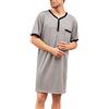 Enjoyoself Uomo Maglie Pigiama in Cotone Camicie Lunghe da Notte Pigiama Comoda Maniche Corte-tipo1-grigio/XL