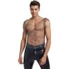 OhMill Canotta da uomo in Maglia con Strass Gilet Sexy Trasparente Slim Top Lucido Senza Maniche Uomini per Festa Night-Club Carnevale Data Raves T-Shirt