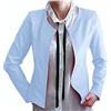 Fantasy Giacca Finta Pelle Aperta Scollo Tondo Avvitata Leggera Donna Ragazza (S 40 IT, Celeste)