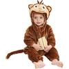 COOKY.D Tuta per Neonata con Cappuccio per Bambina e Bambino Body Autunno Inverno Calda in Flanella Outfit Animale Pigiama Costume Cosplay 30-36 Mesi,Scimmia Marrone Scuro