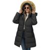 Yuson Girl Cappotto da Donna Invernale Lungo Elegante Giubbotto Imbottito Pesante Vento Piumino Giacca con Cappuccio in Pelliccia Staccabile Parka Casual Caldo Giaccone Outdoor(Nero, M)