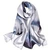 STORY OF SHANGHAI Sciarpa di 100% Seta Charmeuse da Donna Foulard a Raso con Fantasie Orientale, Lotus Bianco