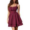 SCARLET DARKNESS Abito Donna Stile Vittoriano Corto Estivo con Stampa Elegante Spaghetti e Vita Stretta