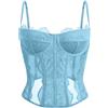 Dealmore - Corsetto in mesh e pizzo, per uscite, feste, appuntamenti e outfit alla moda, crop top con spalline sottili, Azzurro chiaro, Large