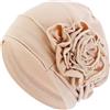 Heyjoin Turbante in cotone chemio morbido copricapo cancro confortevole elastico cappello per le donne con perdita di capelli, Beige, Taglia unica