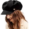 NiceYnn Cappello da donna oversize morbido plissettato ottagonale con visiera cappellini newsboy pittore artista cappelli francesi vintage signore panettiere cappello con tesa grande panno di cotone