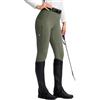 SANTINY Pantaloni da equitazione da donna, con tasche con cerniera, in silicone, con seduta intera, collant per scuola equestre, Salvia grigia., M