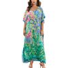 L-Peach Donna Abito da Spiaggia Caftan Maxi Parei Copricostume Copribikini Cover Up Beachwear
