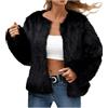 PAIDAXING - Cappotto invernale da donna in pelliccia sintetica di lusso, con apertura frontale, corto, imbottito, stile cardigan, soprabito alla moda, aderente, per feste, 2024, Nero , M