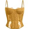 Dealmore - Corsetto per donne, in pizzo, con spalline sottili, per uscire, appuntamenti, feste, biondo, X-Large