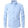 ATOFY - Camicia da uomo con polsino francese, vestibilità regolare, camicia formale da lavoro, a maniche lunghe, gemelli casuali, Blu, M