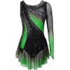 Yhong Vestito da Balletto Bambin Monospalla Abito da Pattinaggio Artistico con Strass Vestito da Danza Lirica Moderna