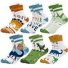 Queenshin 6 Paia di Calze Ragazzo Calzini Bambino Calzini Colorati di Dinosauro dei Cartoni Animati Calzini Corti Regalo Morbido in 9-14 Anni Taglia 32-38