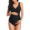 SUMMERSUNSHINE Costume da Bagno Intero Premaman con Incrocio Anteriore Costume da Bagno per Gravidanza Bikini Premaman Nero M