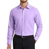HISDERN Camicia Uomo Elegante Viola Chiaro Camicie da Uomo Manica Lunga di Cotone con Taschino Bottoni Regular Fit Formale Tinta Unita No Stiro 4XL