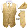 YourTies Gilet da uomo in seta jacquard floreale Paisley gilet cravatta tasca gemelli cravatta cravatta cravatta matrimonio formale, Viola oro-1, S