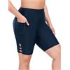 Ocean Blues Pantaloncini da bagno da donna a vita alta da 20,3 cm, con tasche, per controllo della pancia, UPF 50+, pantaloncini da spiaggia, blu navy, 3XL