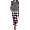 Ekouaer Pigiama Donna Invernale Lungo Set 2 Pezzi Tuta da Casa S-XXL | due tasche, vita elastica con coulisse, bordi a costine caldi, stampa elegante, tessuto morbido e traspirante, taglio casual