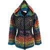 SHOPOHOLIC FASHION Felpa con Cappuccio Multicolore, con Patchwork, Motivo Arcobaleno, con Maniche a Strisce, Stile Hippy e Boho Black, Small