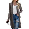 GRECERELLE - Cardigan da donna estivo lungo a maniche lunghe con motivo a fori, giacca da spiaggia leggera e sottile, aperta sul davanti, coprente, grigio scuro, L