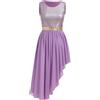 IBAKOM Abito da danza lode da donna canottiera metallica con paillettes in vita gonna in chiffon per adorazione sovrapposizione e tunica abbigliamento da ballo liturgico, Viola, XX-Large